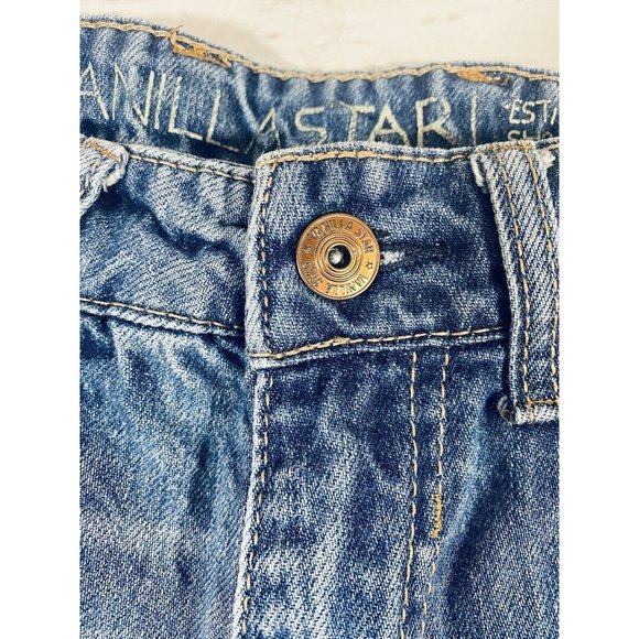 Vanilla Star Womens Jean Shorts Size 5 Raw Frayed Hem Distressed Festival Denim - Picture 6 of 9